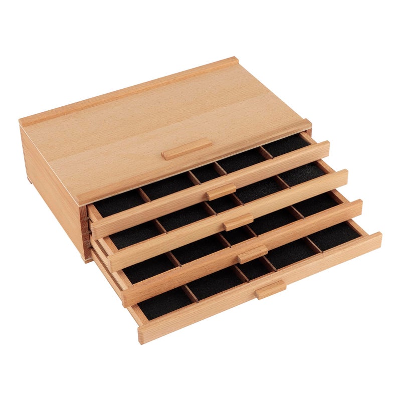 Creative Mark Cezanne Creative Mark Pastel Storage Box, 4-Drawer Wooden Art & Craft Supplies Organizer, Birch Wood, Brown - Image 1